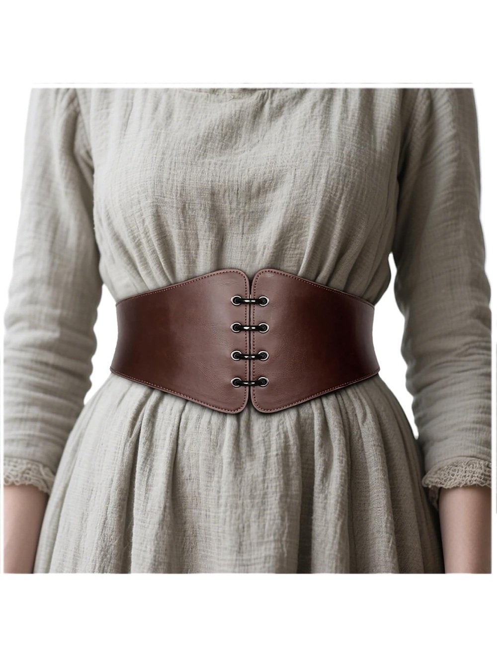 Mid-evil RENAISSANCE Wide Brown Lace-Up Corset Belt for Women XL